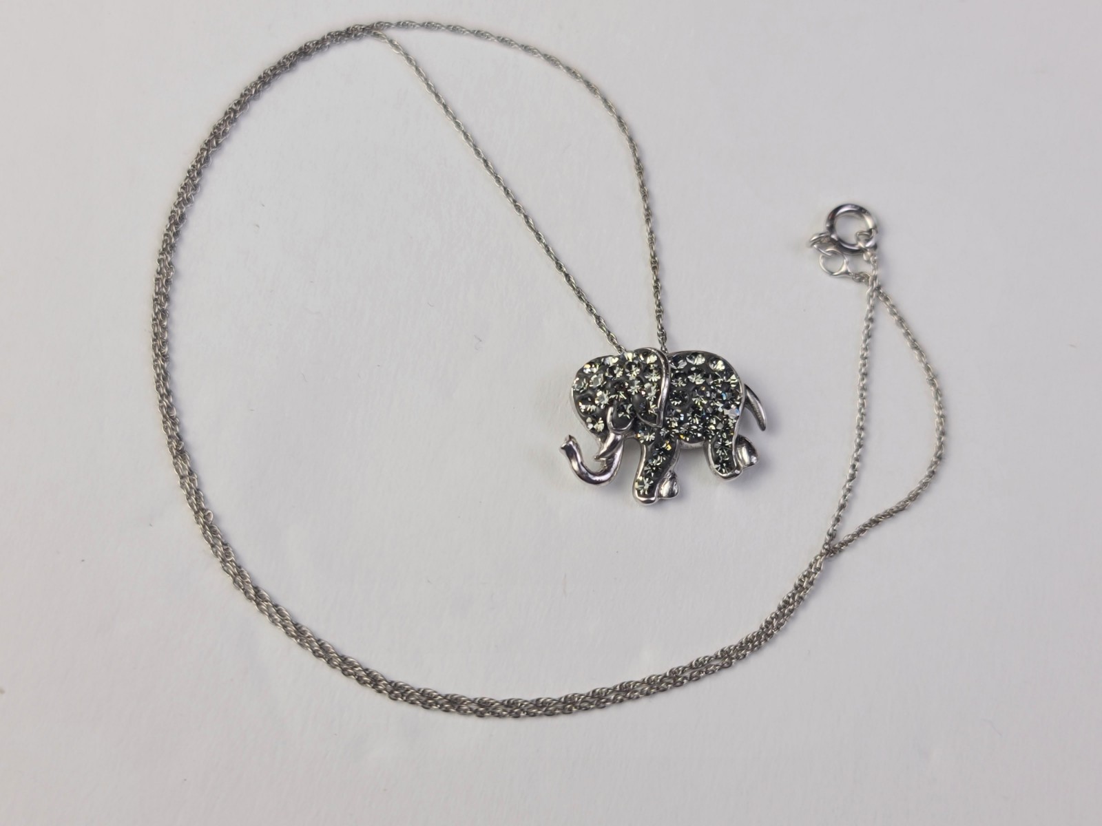 Sterling 925 Solid Silver Crystal Iced Elephant P… - image 4