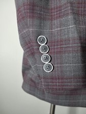48R 48S Hart Schaffner New York Fit Marx Purple Gray Plaid Sport Coat Jacket