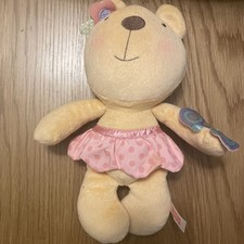 Fisher Price Pink Little Buttons Polka Dots Rattle Butterfly Teddy Bear Plush