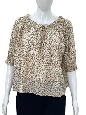 Doen Damen Sia Vintage Blumen Bedruckt Smocks Baumwolle Bluse Tunika Top Größe L