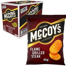 McCoys Flame Grilled Steak Ridged Crisps 45g Bulk Box of 36 Tasty Snacks