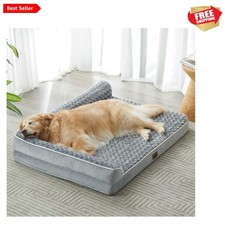 L-Shaped Orthopedic Dog Bed for Large Dogs - Removable Cover Non-Slip