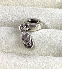 Genuine Pandora Flip Flop Sandal Silver Dangle Charm VGC s925 ALE Beach Travel 