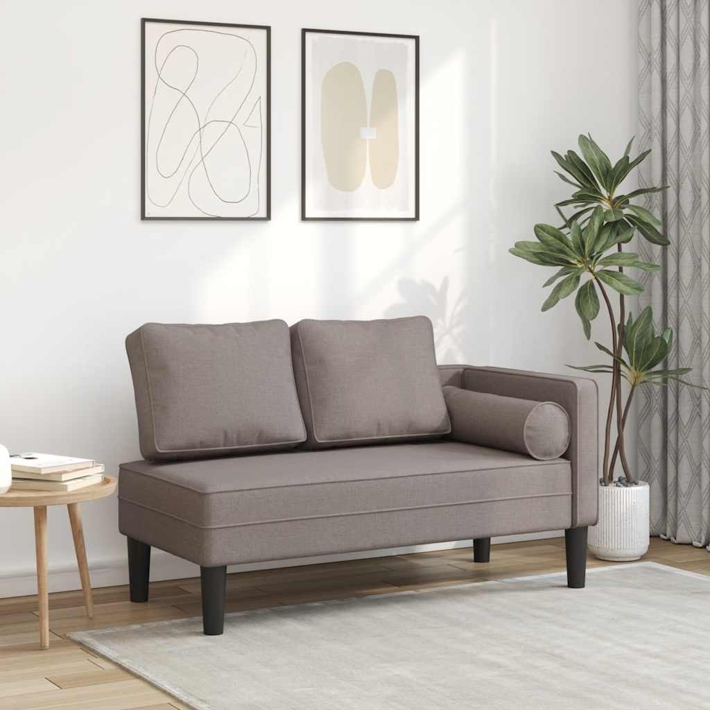 Chaise Longue con Cuscini Tortora in Tessuto 2405435