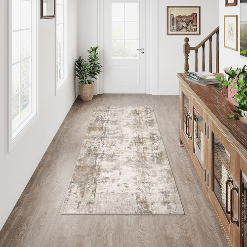 Lahome Tappetto Lungo A Scacchi Boho Con Nappe - Lavabile In Cotone - 50x150 Cm Per Corridoio E Cucina - Beige - 2