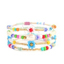 Colorful Daisy Flower Beaded Bracelet Of Women Seed Bead Cute Little Wrist Jewel