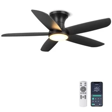 Ceiling Fan with Lights, 46" Flush Mount Ceiling Fans Remote/APP Control - Di...