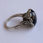 Ancient Vintage Victorian Sterling Silver Ring Engraved Black Onyx Stone Size 10