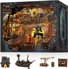 Book Nook Kit - DIY 3D Wooden Puzzle Miniature House with LED Large, Colorful
