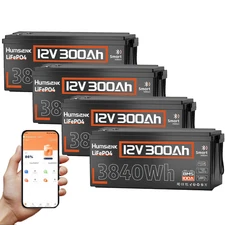 12V 300Ah LiFePO4 Lithium Battery 3840Wh 15000+ Cycles RV Off-grid Camping UPS