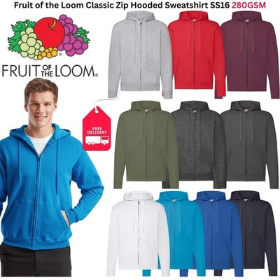 Fruit of the Loom SS16 Classic Zip Kapuzenpullover 280GSM Herren Full Zip Hoodie