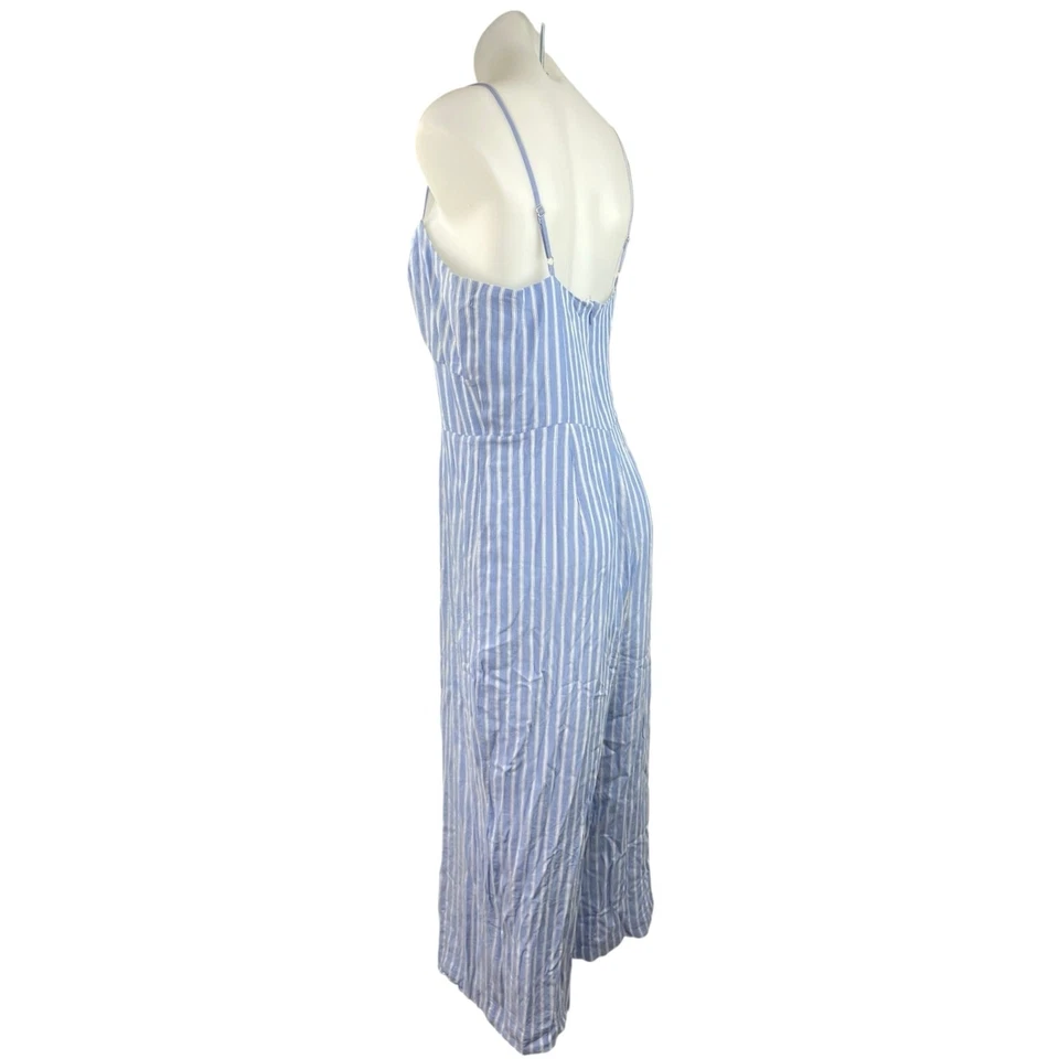 Mono J.Crew Mujer Azul Rayas Cami Sin Mangas Corbata Frontal Pierna Ancha Talla 12 Foto 4 de 4