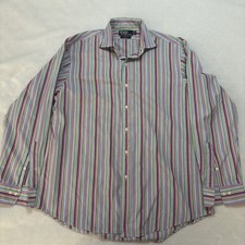 Polo Ralph Lauren Shirt Men 17 34/35 Multicolor Striped Regent Custom Fit Button