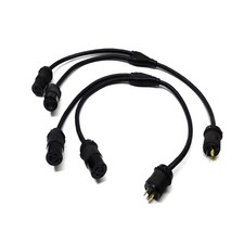  Lot of 2 Hubbel 3' Twist Lock Plug Splitter Cables 1 HBL2311 To 2 HBL2313