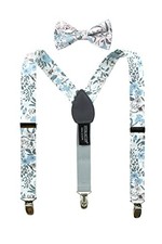 Boys' Cotton Floral Suspenders and Bow Tie For Kids Medium 48-dusty Blue