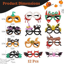 12 Pack Halloween Glasses Adults Teens Glitter Party Photo Props Costume Favors