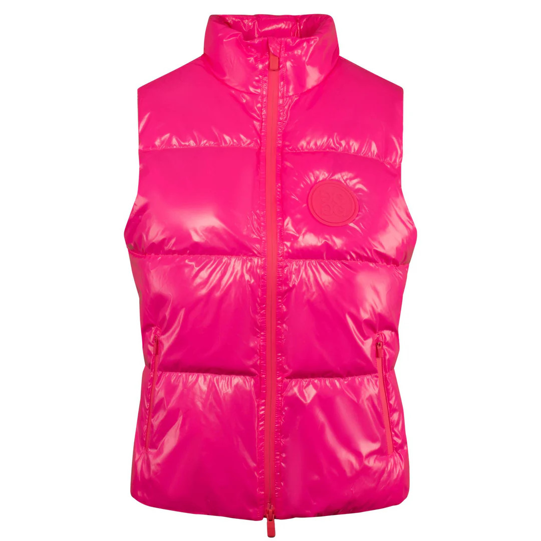 G/Fore Quilted Polished Puffer Vest Size M L $475 Wool Lined Knockout Pink NEW