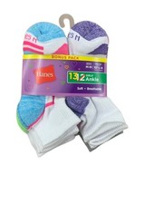 Hanes Girl's 13 Pair Ankle Socks Size 10.5-4