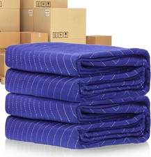 2 Pcs Moving Blankets, 40 x 72 inches Heavy Duty Packing 2 Pack, Blue 
