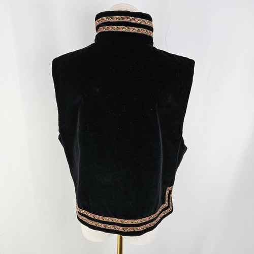 Vintage Skea Paris/Vail Boho Vest Large Black Velvet, Tapestry Trim Victorian - Picture 2 of 14
