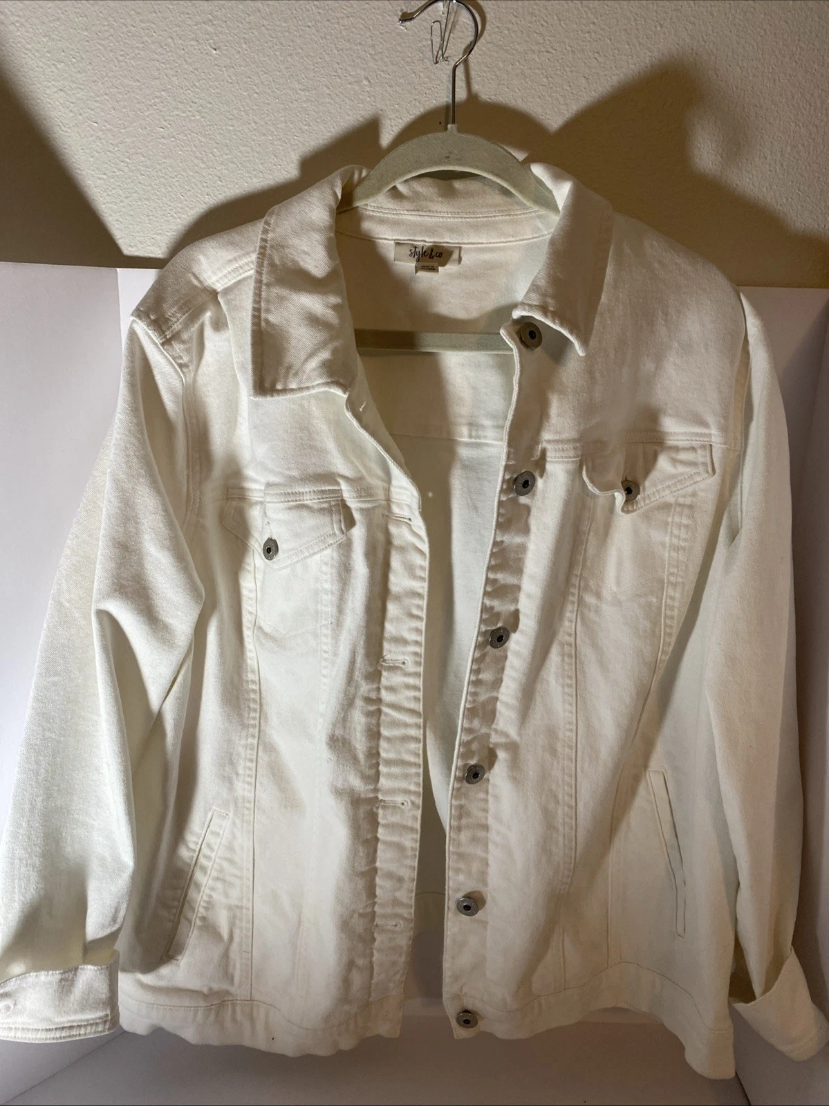 OFF WHITE Giacca bianca Style & Co denim XL L1