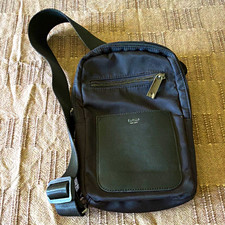 TUTILO NEW YORK Black Fabric Crossbody Bag w/Multiple Compartments & Zippers