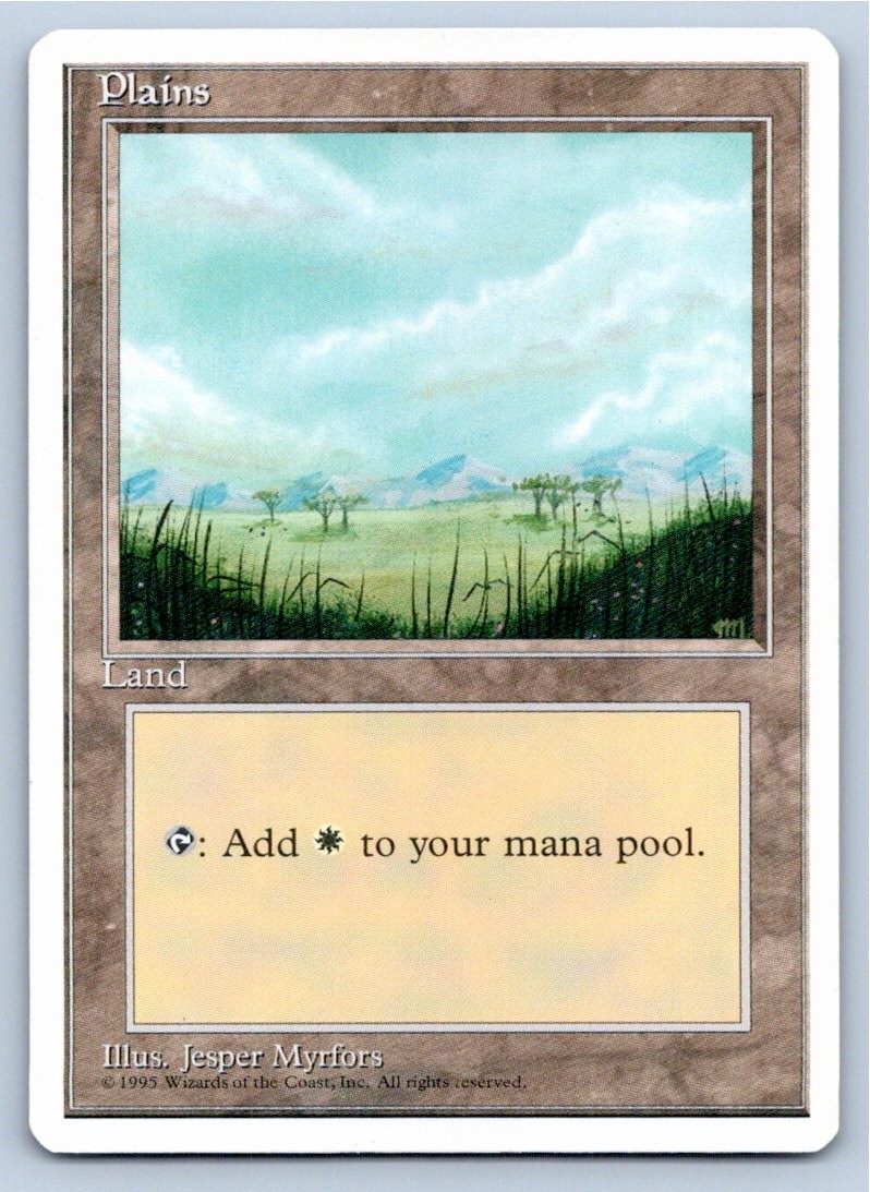 Plains (B) 187 - Land Fourth Edition Magic: The Gathering LP