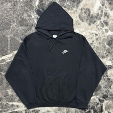 Vintage Nike Hoodie Mens Large 90s USA Made Black Swoosh Sweatshirt Pullover