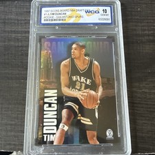 97 Tim Duncan Score Board NBA Draft Day Rookie Card 10 GEM-MT. rookie card picture