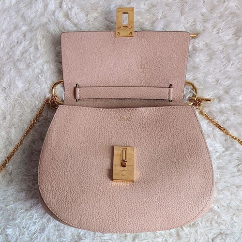 Bolso de hombro para mujer Chloe Drew Gold Chain Pochette rosa beige con... - Imagen 9 de 13