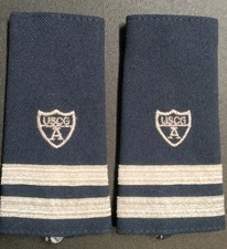 Authentic U.S. COAST GUARD AUXILIARY SOFT SHOULDER BOARDs/Epaulets w/Silver A