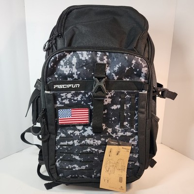 Piscifun 20L Fishing Backpack Tactical Tackle Bag Camo w Rain Cover NOB