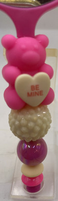 Beaded Handheld Mirror hot Pink With Pink Bear  be Mine 