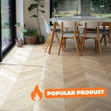 🐇 Sample 14mm Cotton Invisible Oak Chevron Herringbone Engineered Wood Flooring