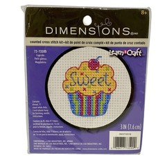 Dimensions Learn A Craft Cupcake Counted Cross Stitch Kit 3" Hoop 72-73599