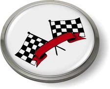 BestLicensePlateFrames Racing Flags 3D Domed CAR Emblem Badge Sticker Round