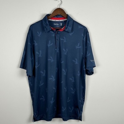 Walter Hagen 11 Majors Mens Navy Blue Eagle Print Golf Polo Shirt Large