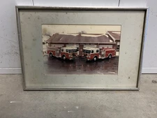 Vintage Original Morrisville NC Fire Dept  Pumper Fire Trucks Framed Picture