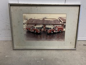 Vintage Original Morrisville NC Fire Dept  Pumper Fire Trucks Framed Picture