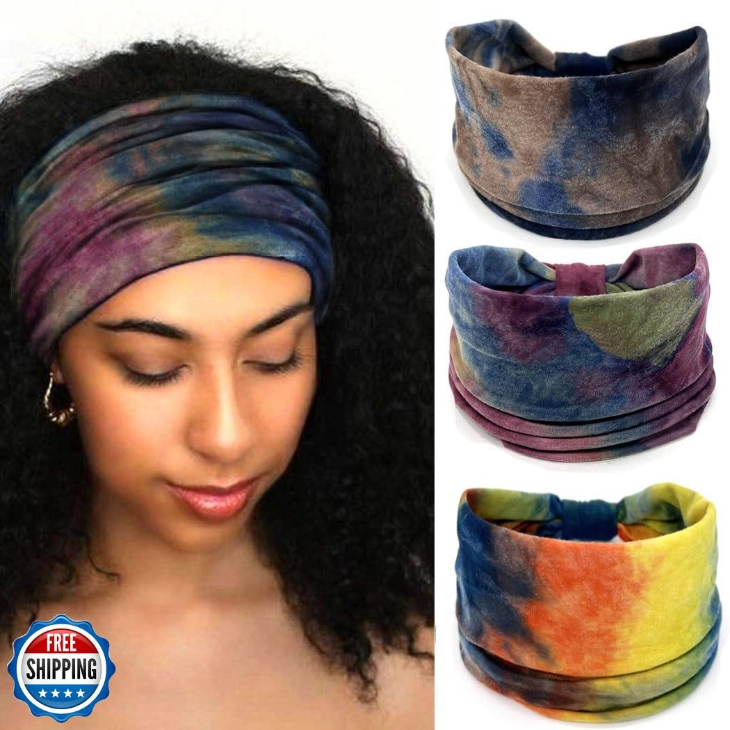 Boho Headband Women Wide Hair Band Boho Elastic Sports Headwear Yoga Hair Ban