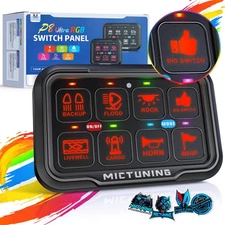 RGB 8 Gang LED Switch Panel Kit Automatic Dimmable Off Road Light Controller