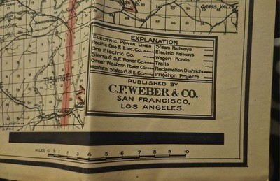 Rare 1880 ANTIQUE C.F. WEBER Butte County California CA Railroad  Pocket Map 