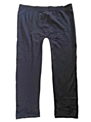UK Dunnes Stores Women Seamless Ribbed Waist Crop Calf Length Leggings Black, XL