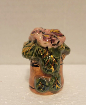 Blue Sky Clayworks Heather Goldminc 2000 Bucket Flowers Pink Candle Snuffer 2''