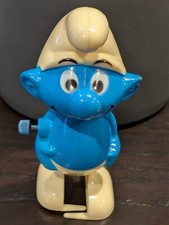 Vintage 1980 Peyo Walking Smurf Wind Up Toy 3" Galoob - Used, Works