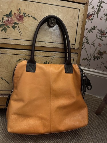 Gianni Conti Orange/Chocolate Leather Bag Handles + Strap. Useful Size. A/F - Picture 6 of 10