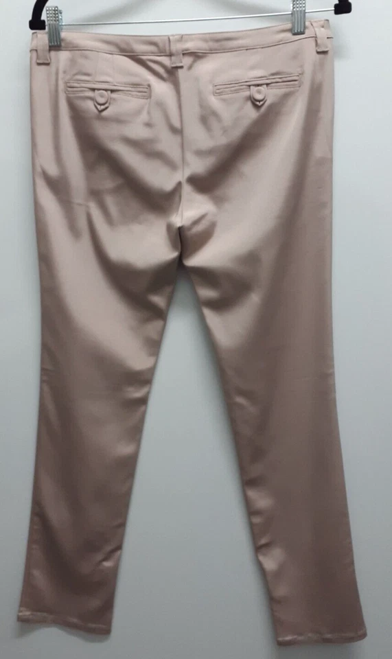 Pantalones Anna Molinari Malva Pálido Cremallera Tobillo Pierna Cónica Hechos en Italia Talla 42 Foto 4 de 4