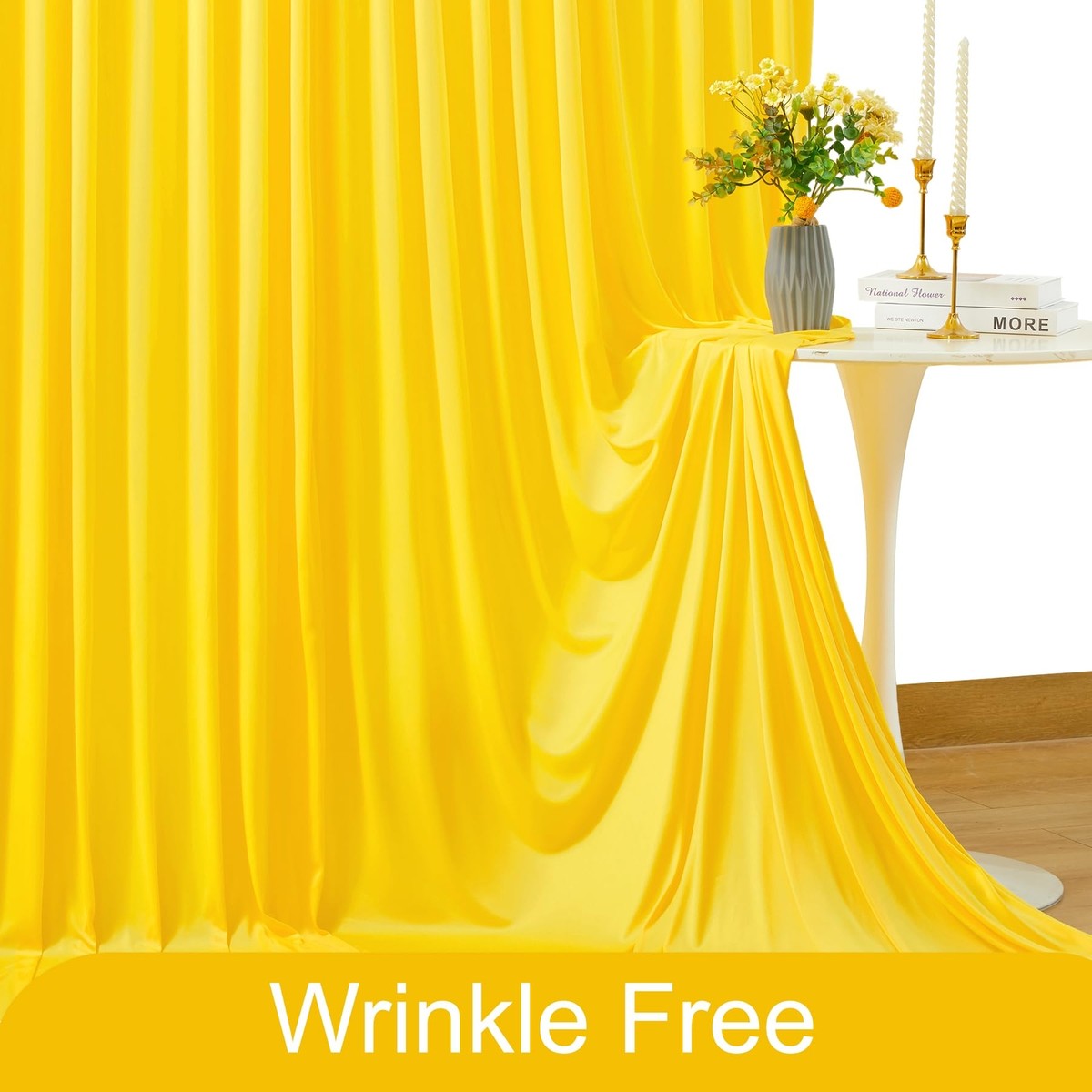 10x10 Yellow Backdrop Curtain for Parties Wrinkle Free Lemon