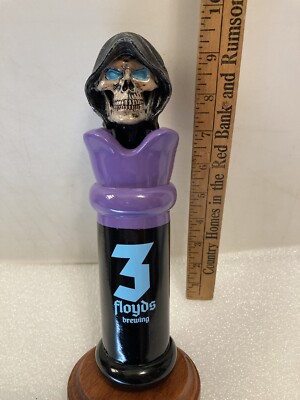 THREE FLOYDS ICE ZOMBIE GRIM REAPER Draft beer keg tap handle. INDIANA.