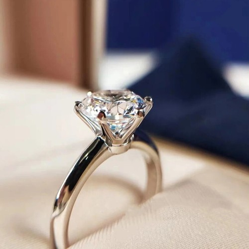 2ct D Color Round Cut Moissanite Engagement Ring Halo Band 18K Gold Plated GRA - Picture 9 of 17